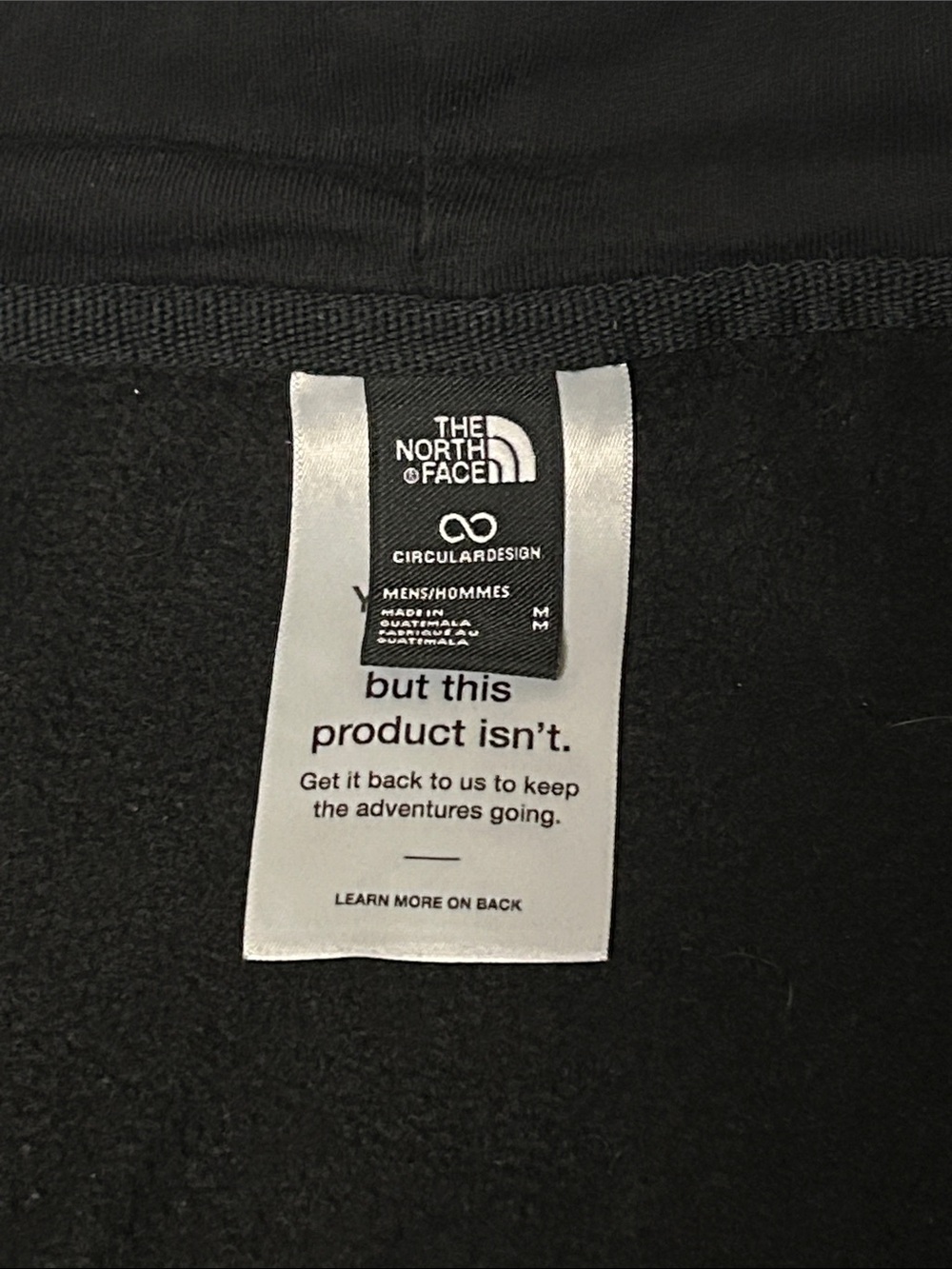 Northface Men’s Large Black Fleece front zip hoodie with pockets. - Picture 3 of 6